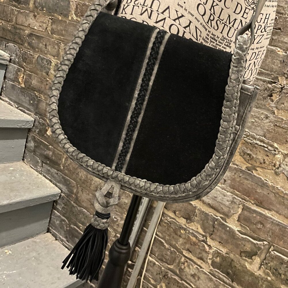 Steven by Steve Madden Black Suede & Metallic Silver Purse (Never Used)